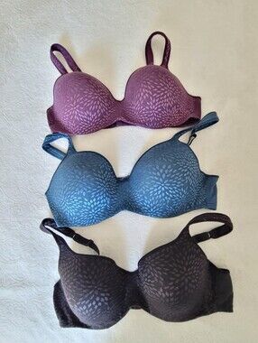 3 Playtex Secrets Amazing Shape Balconette Underwire Bra 40d Black Purple Blue